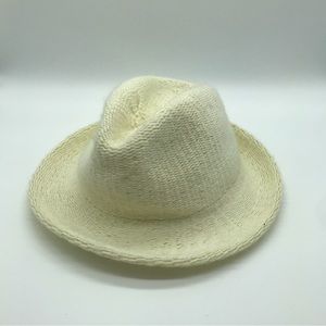Vintage Thalhimers Made in Italy Cream Colored Knit Hat Fedora Style